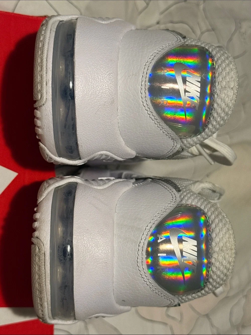 Nike Women’s Air Max White Sneakers with Holographic Swoosh